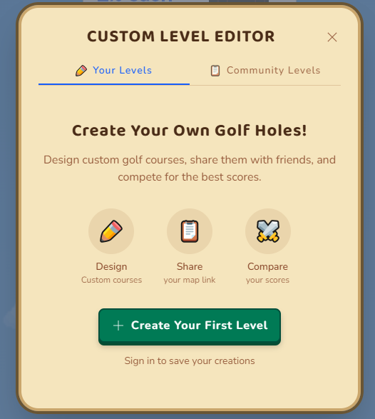 Kinda Hard Golf Map Editor interface